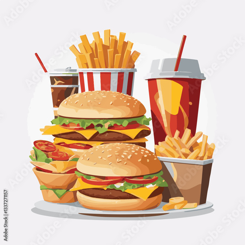 fastfood, fast, snack, meal, food, lunch, burger, dinner, background, delicious, meat, american, menu, unhealthy, restaurant, isolated, cheeseburger, junk, set, hamburger, fat, sandwich, tasty, eat, c