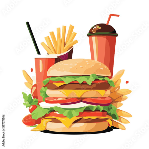 fastfood, fast, snack, meal, food, lunch, burger, dinner, background, delicious, meat, american, menu, unhealthy, restaurant, isolated, cheeseburger, junk, set, hamburger, fat, sandwich, tasty, eat, c
