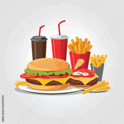 fastfood, fast, snack, meal, food, lunch, burger, dinner, background, delicious, meat, american, menu, unhealthy, restaurant, isolated, cheeseburger, junk, set, hamburger, fat, sandwich, tasty, eat, c