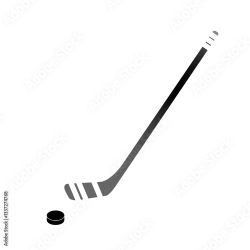 Hockey sticks and puck isolated on black background. Flat Icon. Sports Vector illustration