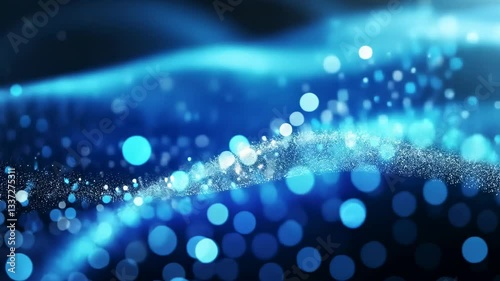 Abstract Blue Sparkle Wave: Digital Art Background