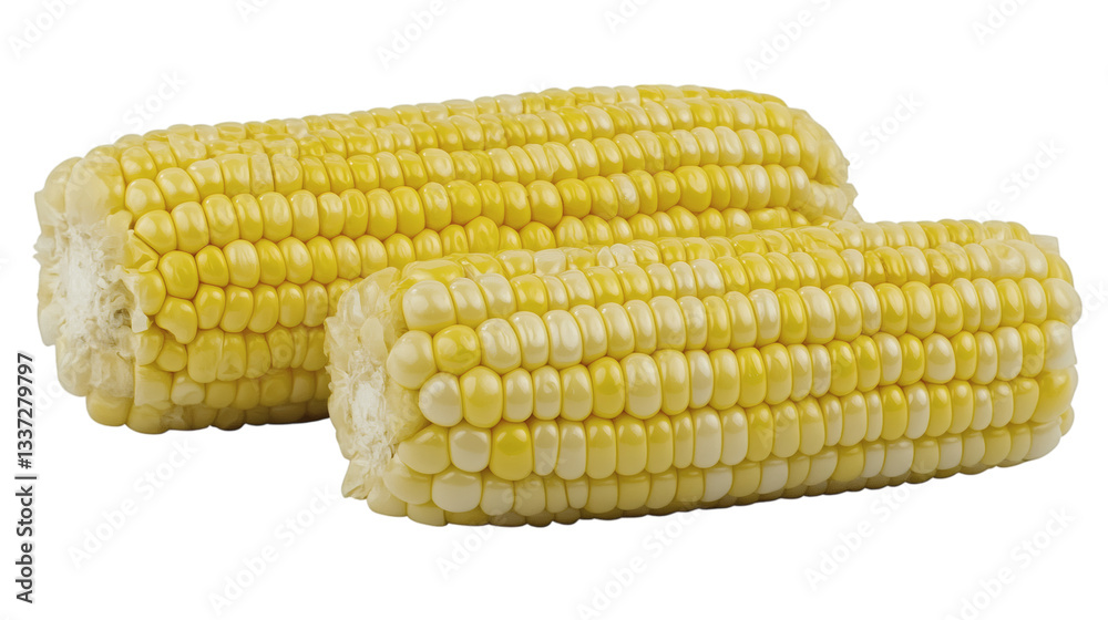 Fresh yellow corn on the cob isolated on white background Fresh yellow corn on the cob isolated on white background