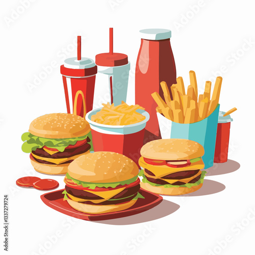 fastfood, fast, snack, meal, food, lunch, burger, dinner, background, delicious, meat, american, menu, unhealthy, restaurant, isolated, cheeseburger, junk, set, hamburger, fat, sandwich, tasty, eat, c