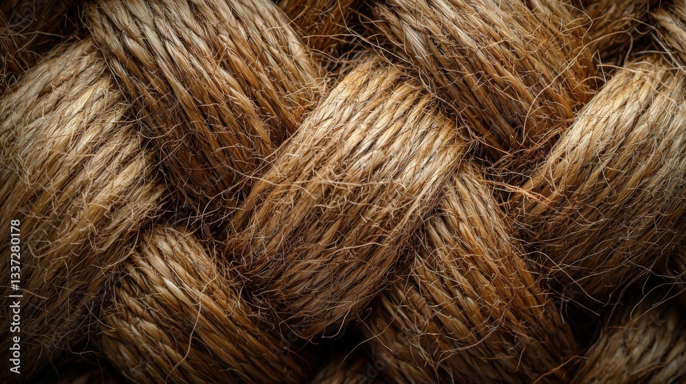 Fototapeta premium Close-up view of thick, intertwined coconut coir fiber strands