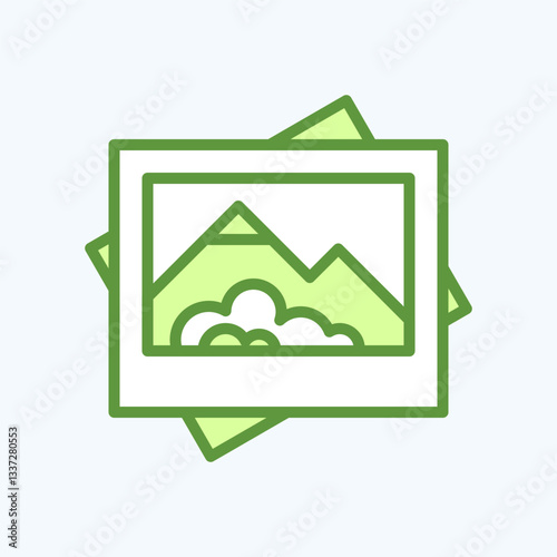 Travel icon representing postcard with memories. Symbolizes travel, tourism, vacation and trip. Ideal for websites, apps, and design projects. Perfectly optimized for digital and mobile platforms.
