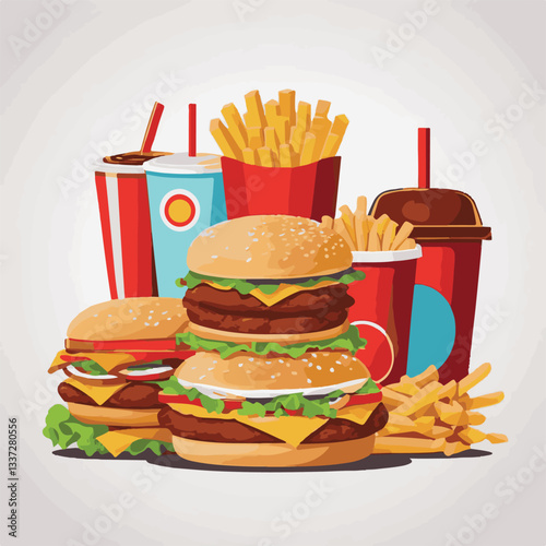 fastfood, fast, snack, meal, food, lunch, burger, dinner, background, delicious, meat, american, menu, unhealthy, restaurant, isolated, cheeseburger, junk, set, hamburger, fat, sandwich, tasty, eat, c