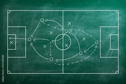 Football tactics, soccer manager tactical analysis concept.