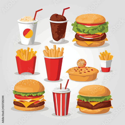 fastfood, fast, snack, meal, food, lunch, burger, dinner, background, delicious, meat, american, menu, unhealthy, restaurant, isolated, cheeseburger, junk, set, hamburger, fat, sandwich, tasty, eat, c
