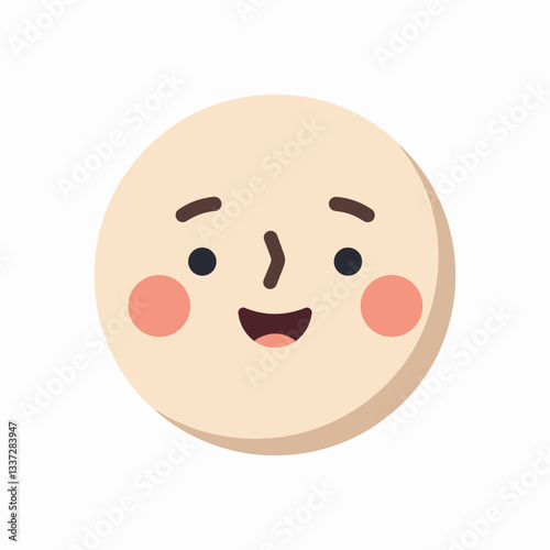 Cheerful smiling face with rosy cheeks, expressing joy, playful design