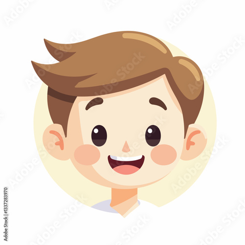 Cheerful young boy smiling in a playful vector illustration, joy
