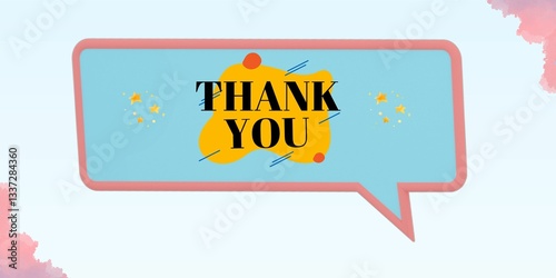 Thank You on a Pastel Blue Gradient Background. Thank You Banner Postcard. Customer Appreciation, Gratitude, Communication, Business