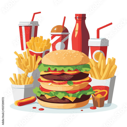fastfood, fast, snack, meal, food, lunch, burger, dinner, background, delicious, meat, american, menu, unhealthy, restaurant, isolated, cheeseburger, junk, set, hamburger, fat, sandwich, tasty, eat, c