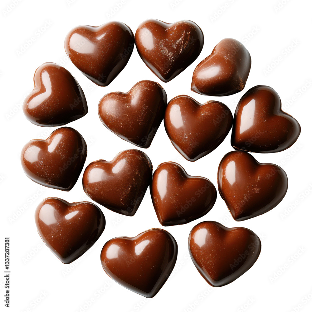 heart shaped chocolate candies cutout, isolated on transparent background heart shaped chocolate candies cutout, isolated on transparent background