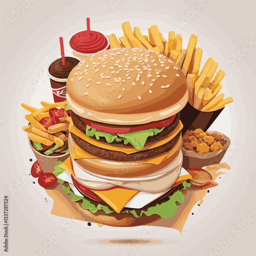 fastfood, fast, snack, meal, food, lunch, burger, dinner, background, delicious, meat, american, menu, unhealthy, restaurant, isolated, cheeseburger, junk, set, hamburger, fat, sandwich, tasty, eat, c