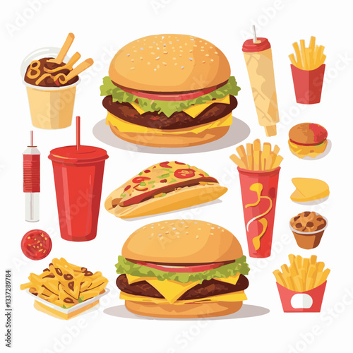 fastfood, fast, snack, meal, food, lunch, burger, dinner, background, delicious, meat, american, menu, unhealthy, restaurant, isolated, cheeseburger, junk, set, hamburger, fat, sandwich, tasty, eat, c