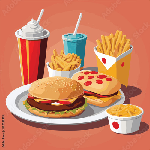 fastfood, fast, snack, meal, food, lunch, burger, dinner, background, delicious, meat, american, menu, unhealthy, restaurant, isolated, cheeseburger, junk, set, hamburger, fat, sandwich, tasty, eat, c