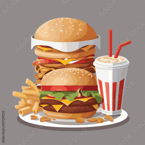 fastfood, fast, snack, meal, food, lunch, burger, dinner, background, delicious, meat, american, menu, unhealthy, restaurant, isolated, cheeseburger, junk, set, hamburger, fat, sandwich, tasty, eat, c