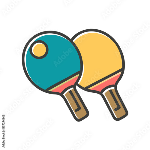 Colorful ping-pong paddles illustrating sportsmanship, playful competition