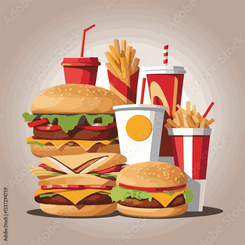 fastfood, fast, snack, meal, food, lunch, burger, dinner, background, delicious, meat, american, menu, unhealthy, restaurant, isolated, cheeseburger, junk, set, hamburger, fat, sandwich, tasty, eat, c