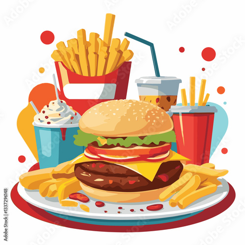 fastfood, fast, snack, meal, food, lunch, burger, dinner, background, delicious, meat, american, menu, unhealthy, restaurant, isolated, cheeseburger, junk, set, hamburger, fat, sandwich, tasty, eat, c
