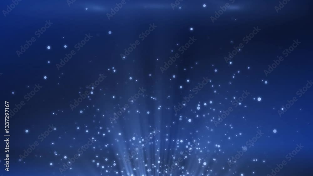 Blue particle shimmer floating. Particle shining like a blue ocean. Blue gradient background with flying and flickering particles of light. Abstract background with shiny sparkling sparkles dust.