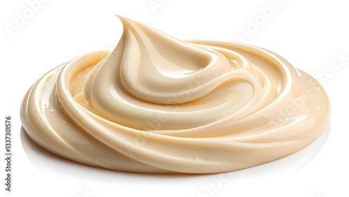 Smooth dollop of creamy mayonnaise with whipped swirls for culinary use and food presentation
