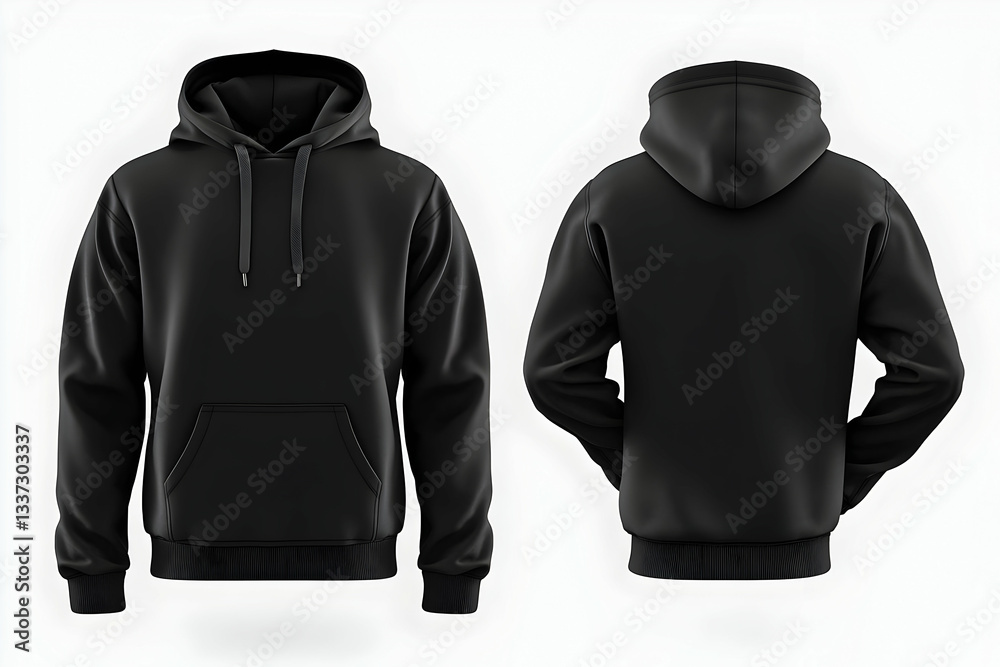 A blank black hoodie mockup shown from both front and back views, ready for your custom designs. 40k, , high resolution A blank black hoodie mockup shown from both front and back views, ready for your custom designs. 40k, , high resolution