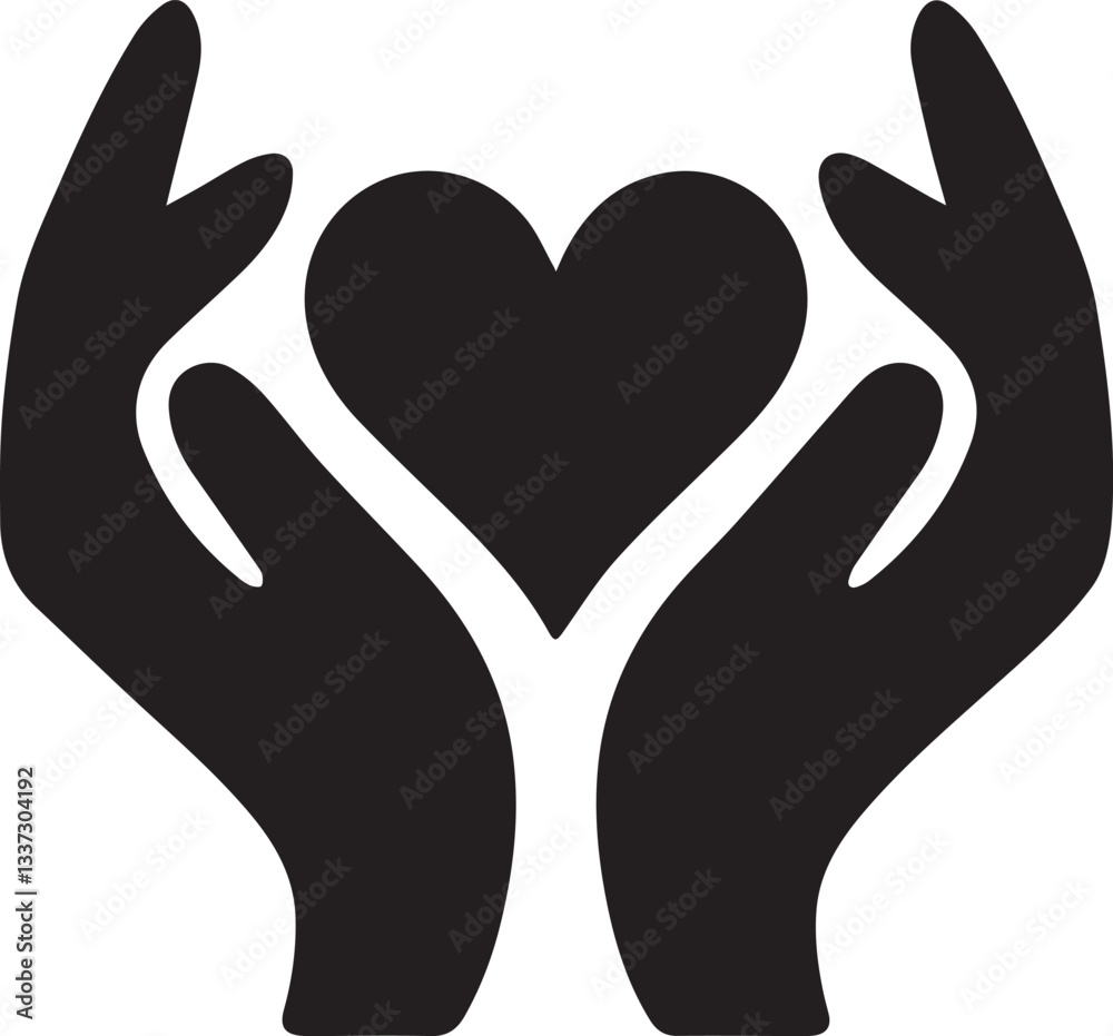 Hands with heart vector icon. Black illustration isolated on white background for graphic and web design. Hands with heart vector icon. Black illustration isolated on white background for graphic and web design.