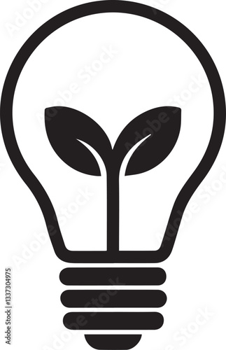 bulb with leafs plant ecology icon. Isolated and flat illustration. Vector graphic