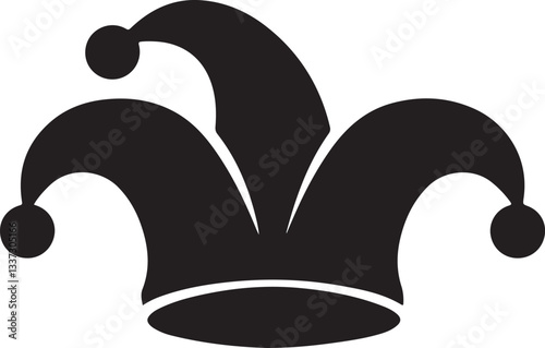jester hat icon over white background. silhouette style. vector illustration