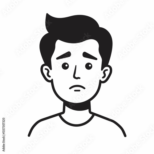 Bored young man showing displeasure in vector art, emotional expression