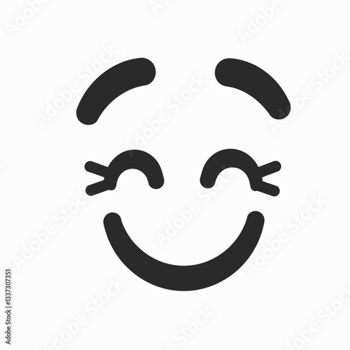 Playful winking face icon in black and white, joy and cheer
