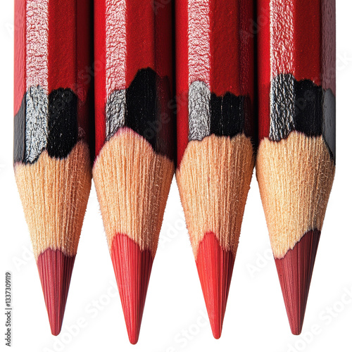 red color pencils isolated on a white transparent background
