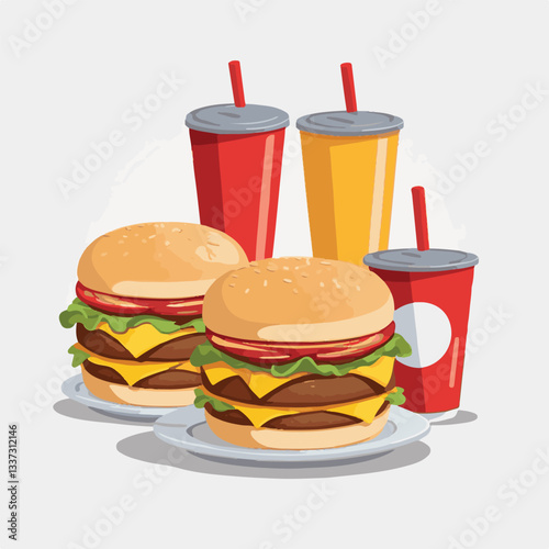 fastfood, fast, snack, meal, food, lunch, burger, dinner, background, delicious, meat, american, menu, unhealthy, restaurant, isolated, cheeseburger, junk, set, hamburger, fat, sandwich, tasty, eat, c