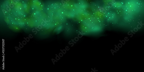 Abstract green background with particles.