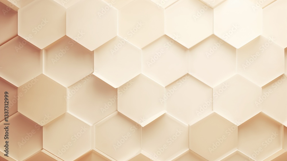 Minimalist Hexagon Wall in Cream and Beige Minimalist Hexagon Wall in Cream and Beige