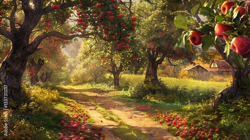 Golden Hour in the Apple Orchard