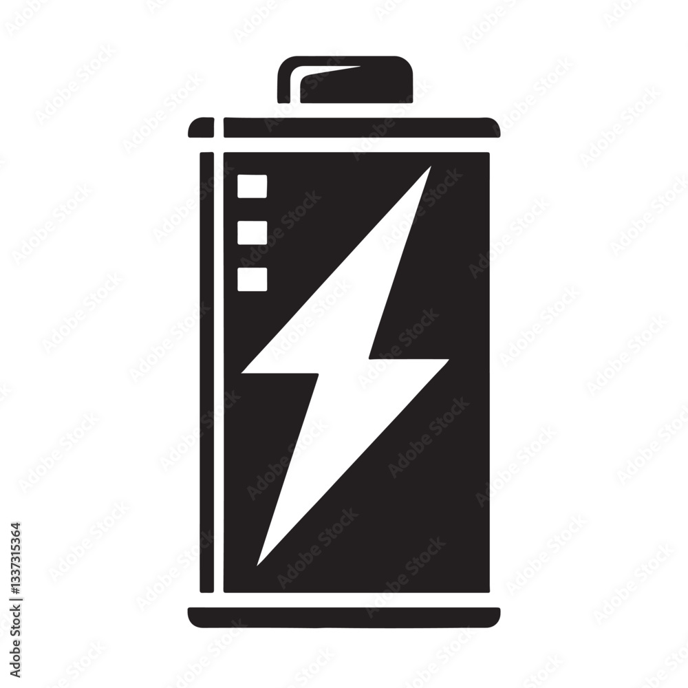Battery silhouette icon on a white background vector 10 eps Battery silhouette icon on a white background vector 10 eps