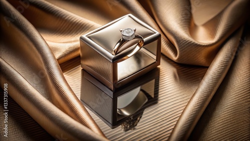 Vintage Engagement Ring Box Reflection - Sepia Flat Lay Photography