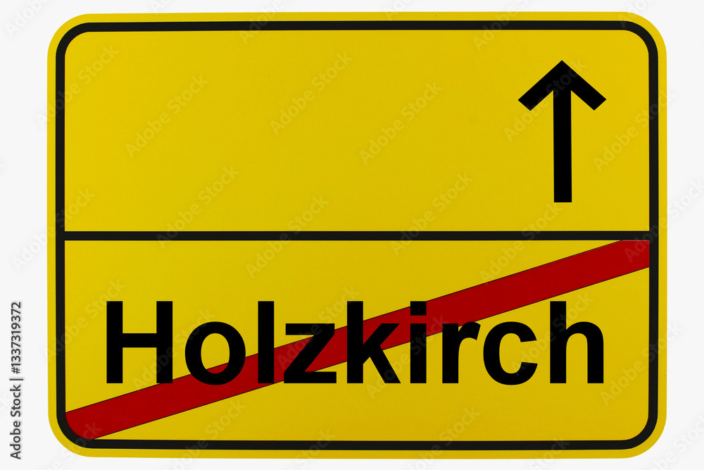 Fototapeta premium Illustration eines Ortsausgangsschildes von Holzkirch in Baden-Württemberg