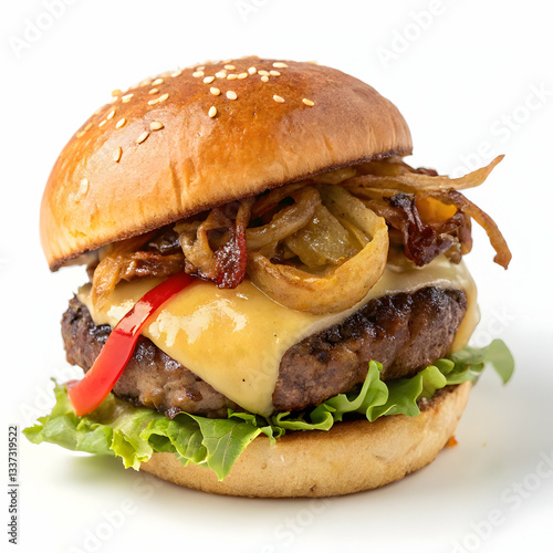 Juicy Cheeseburger with Caramelized Onions