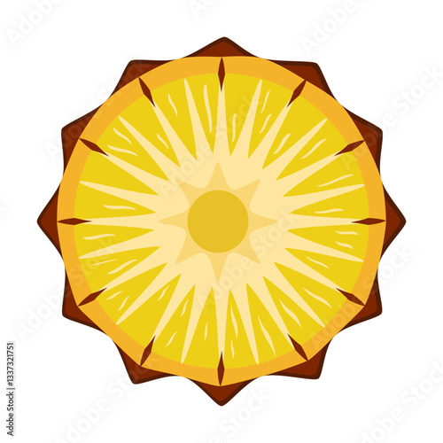 Pineapple slice in flat technique vector illustration 