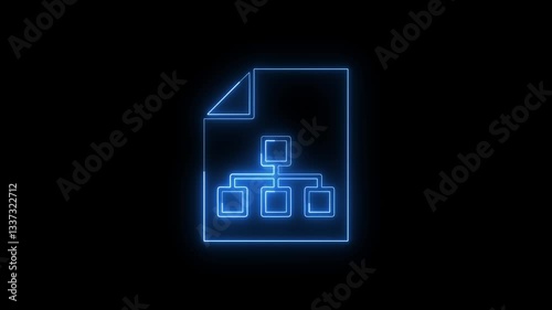 Glowing neon diagram icon isolated on black background. 4k motion graphic animation