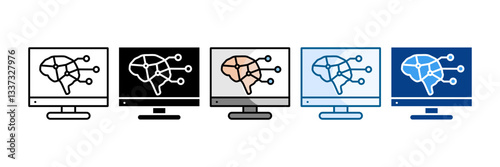 Neuromorphic Computing Icon Set Multiple Style Collection