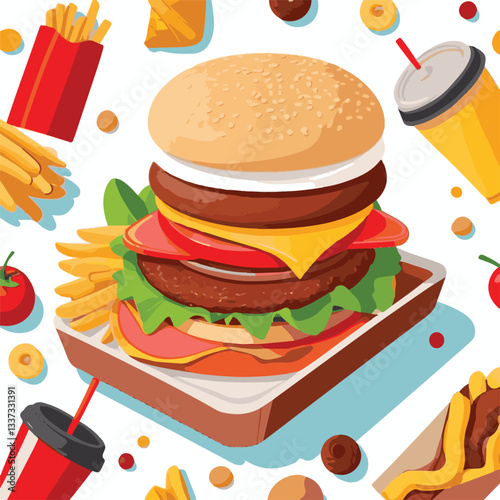 fastfood, fast, snack, meal, food, lunch, burger, dinner, background, delicious, meat, american, menu, unhealthy, restaurant, isolated, cheeseburger, junk, set, hamburger, fat, sandwich, tasty, eat, c