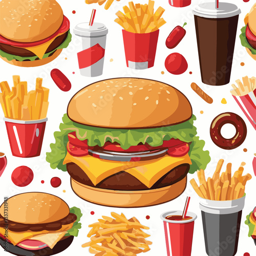 fastfood, fast, snack, meal, food, lunch, burger, dinner, background, delicious, meat, american, menu, unhealthy, restaurant, isolated, cheeseburger, junk, set, hamburger, fat, sandwich, tasty, eat, c
