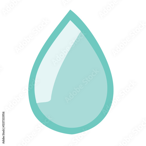A simple, stylized turquoise water droplet with a glossy finish, set against a plain white background.