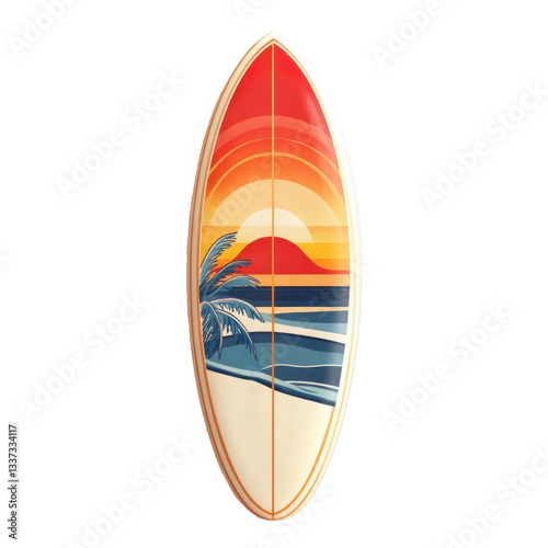 Colorful surfboard with vibrant artistic floral patterns, ideal for ocean enthusiasts and beach vibes. 
