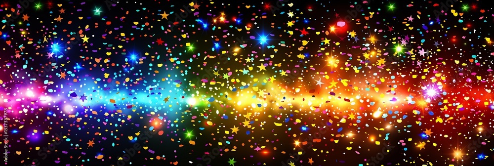 Obraz premium Floating confetti animation congratulations graduation small colorful confetti pieces softly falling around caps diplomas creating a festive and lighthearted feel providing space for customization