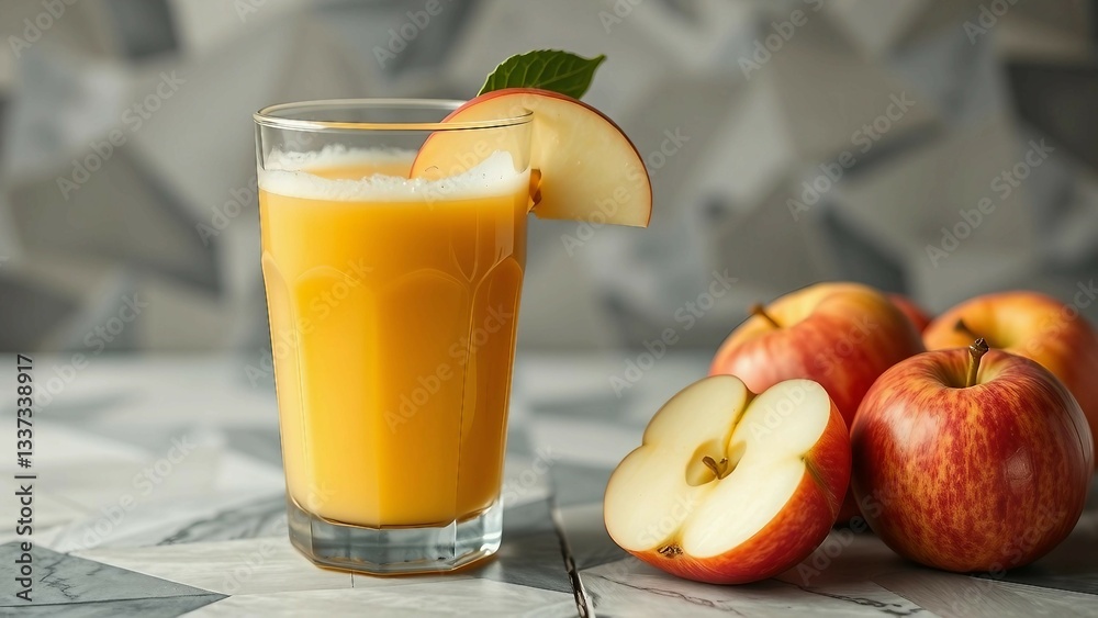 Erfrischender Apfelsaft in einem Glas, umgeben von frischen Äpfeln . Leckerer Fruchtsaft. Ideal für gesunde Getränke und saisonale Bilder. Erfrischender Apfelsaft in einem Glas, umgeben von frischen Äpfeln . Leckerer Fruchtsaft. Ideal für gesunde Getränke und saisonale Bilder.